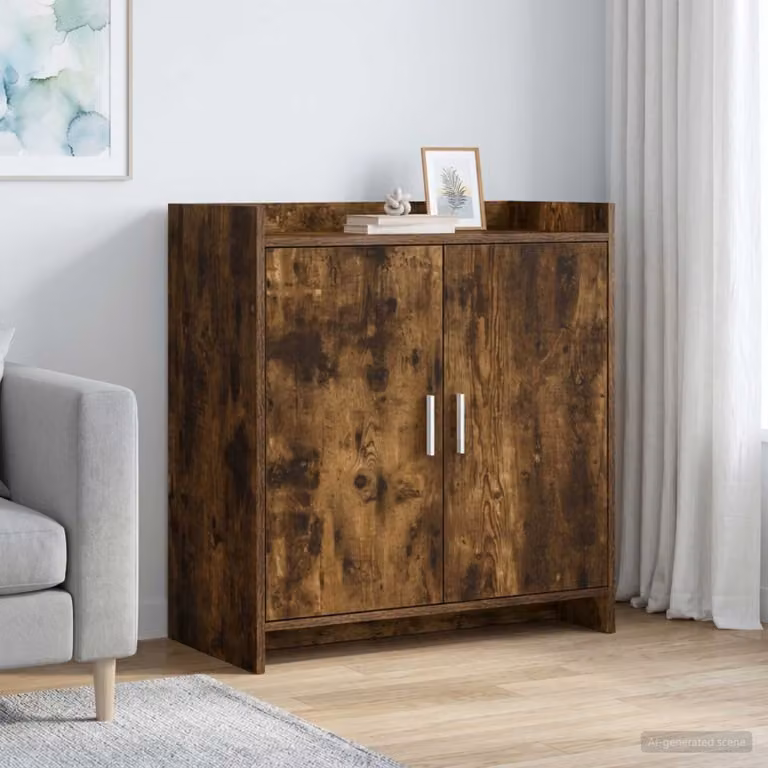 Credenza moderna vidaXL in legno ingegnerizzato e metallo, colore marrone, L 72 cm x P 36 cm x H 80 cm