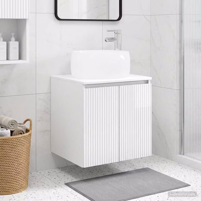 Lavabo da parete moderno vidaXL Bianco Lucido L: 49,5 cm, P: 44,5 cm, H: 66 cm