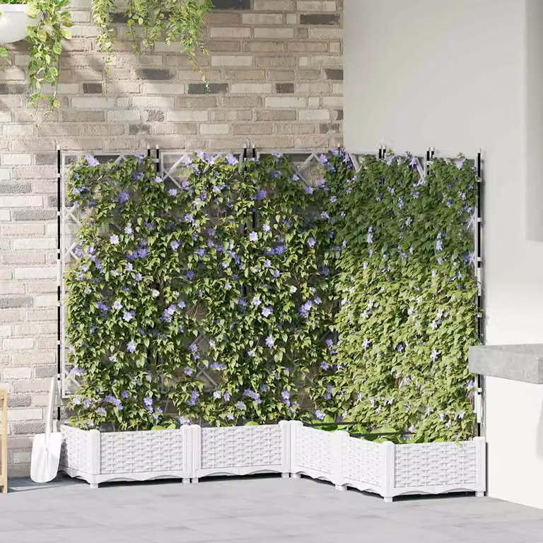 Set di 5 vasi da giardino vidaXL in plastica bianchi L/P/H: 120 x 120 x 125,5 cm