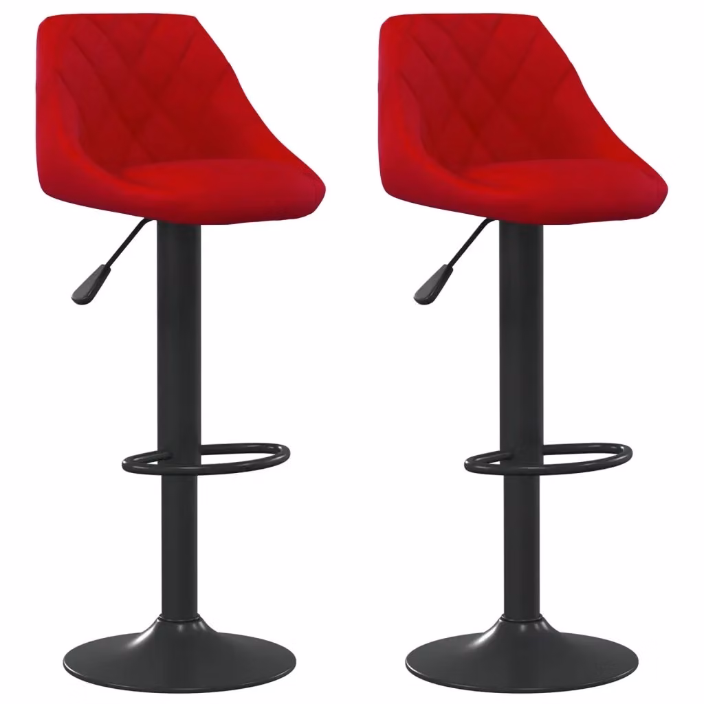 Set di 2 sgabelli da bar vidaXL in velluto rosso con base girevole a 360 gradi – 2