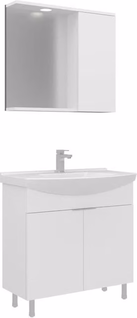 Set mobile lavabo con specchio Purus 80 di HANAH HOME, bianco, L: 80 cm, P: 50 cm, H: 83 cm – 1