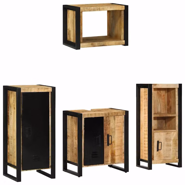 vidaXL Set di mobili per il bagno 4 pz Marrone e Nero