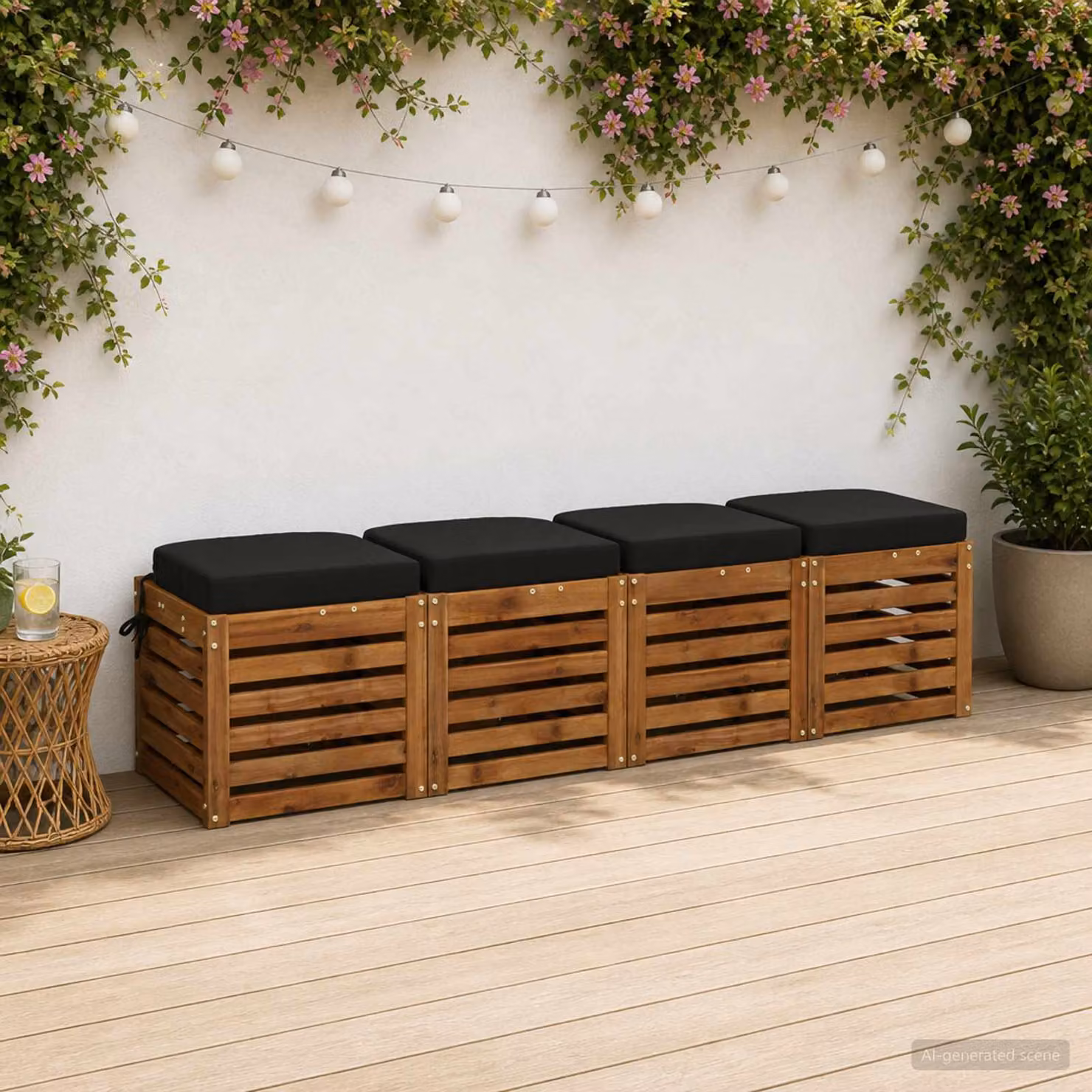 Set di 4 cuscini per sedile vidaXL SOEST in poliestere, colore nero