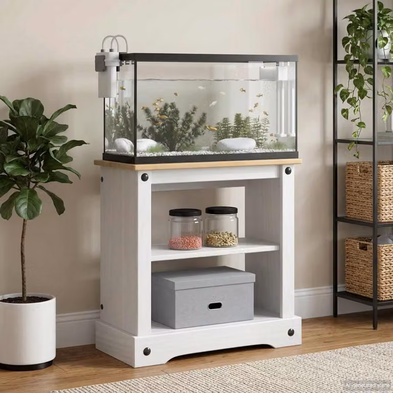 vidaXL Supporto per Acquario CORONA Bianco e marrone L/P/H: 60,5 x 30 x 60 cm