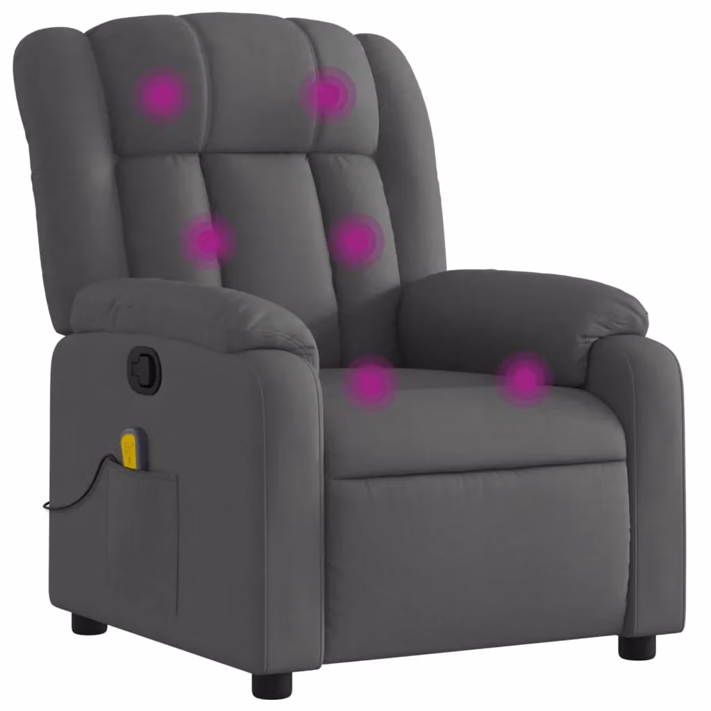 Poltrona relax reclinabile vidaXL in tessuto grigio con braccioli e struttura in legno e metallo – 2