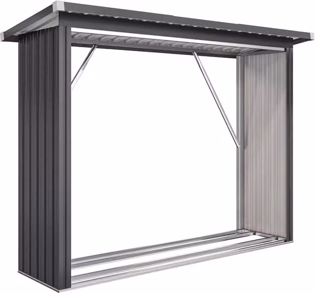 Capanno Portalegna Legnaia da Esterno Giordanoshop in Acciaio Zincato Grigio Antracite L: 213 cm, P: 66.5 cm, H: 150 cm – 1