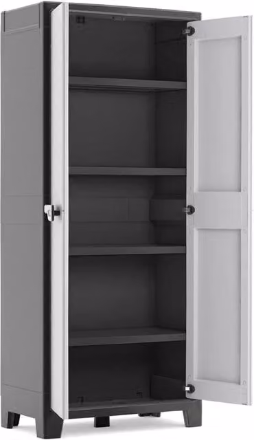 Armadio in resina Keter XL con 4 ripiani regolabili, colore grigio antracite