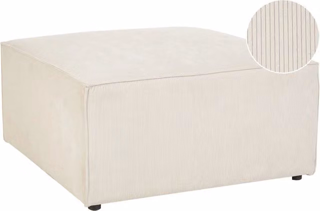 Poggiapiedi quadrato BELIANI in velluto a coste beige dal design moderno