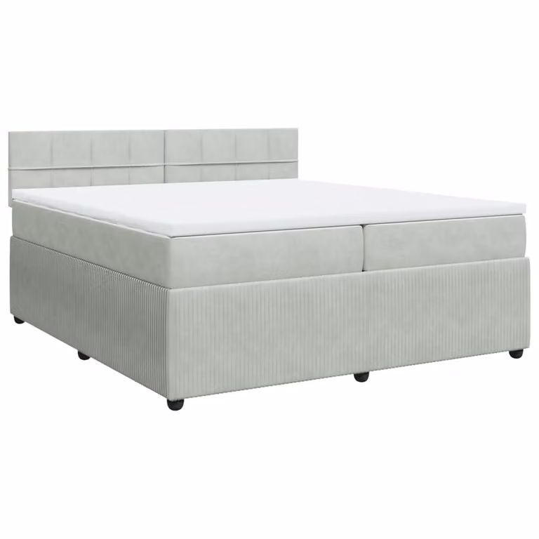 Giroletto a Molle con Materasso Grigio Chiaro 200x200cm Velluto