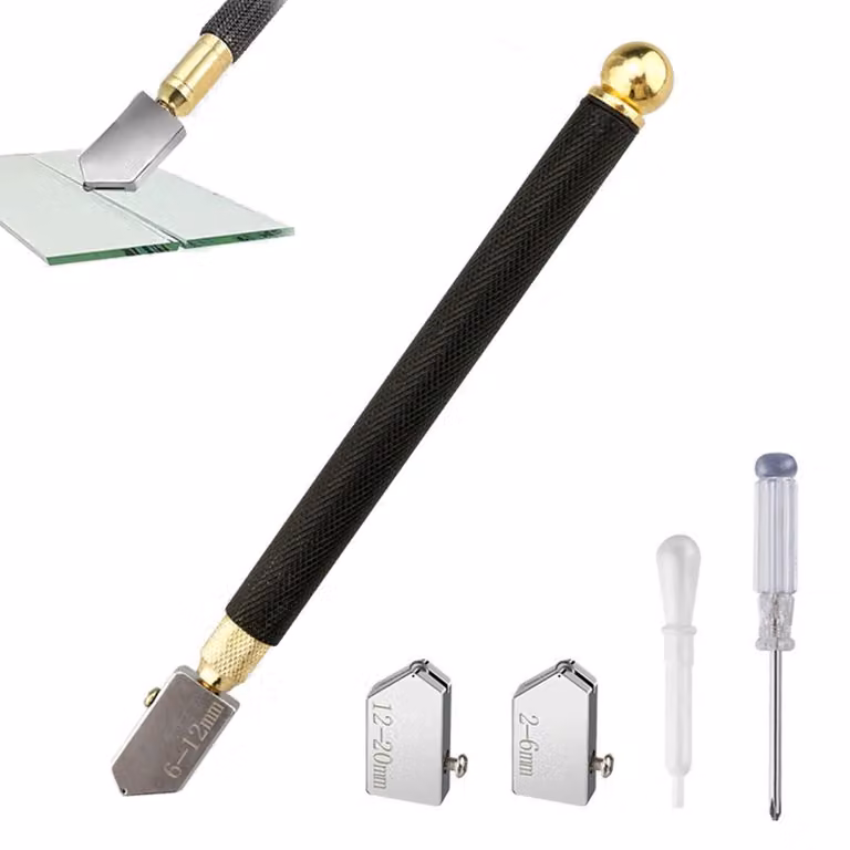 Tagliacristallo da 2 a 20 mm, set con 3 punte da taglio in carburo, impugnatura antiscivolo