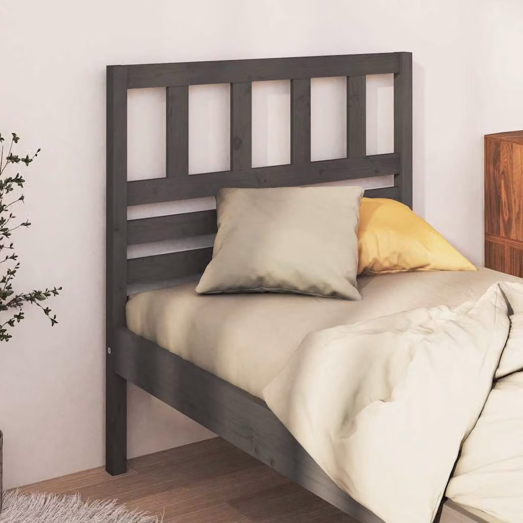 Testiera per letto vidaXL in legno massello di pino, colore grigio, L: 81 cm, P: 4 cm, H: 100 cm
