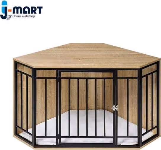 Box per cani - Grande - Box per cani - Casetta per cani in legno - Cuscino in pile incluso - 111 x 60 x 67 cm (LxLxA)