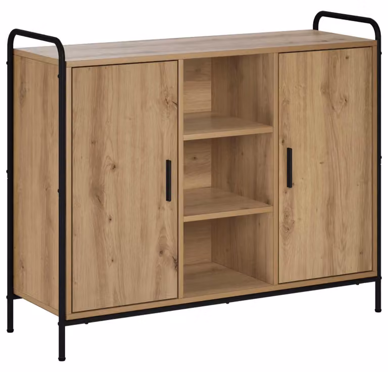 Mobile contenitore "Artisan" in legno impiallacciato di rovere, dimensioni 97 x 33 x 81 cm