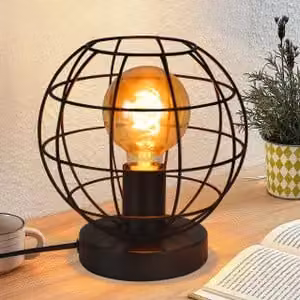 ZMH lampada da tavolo lampada da tavolo vintage nero retrò lampada da comodino lampada presa E27 metallo camera da letto - Leuchtmittel Exklusiv