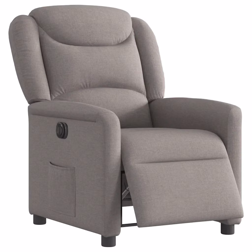 Poltrona Reclinabile Elettrica vidaXL in Tessuto Beige e Grigio con Braccioli e Funzione Auto-Return per Soggiorno – 2