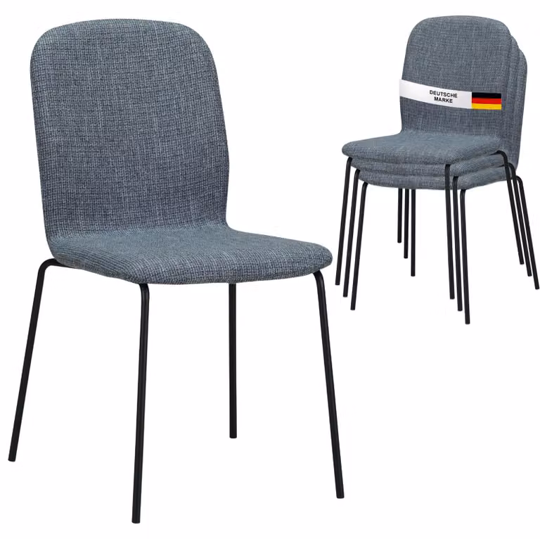 Set di 4 sedie per sala da pranzo Albatros ENNA, grigio - Sedia imbottita impilabile e confortevole - Sedia da cucina elegante, sedia per sala da pranzo o tavolo da pranzo, sedia da conferenza , numero di pezzi:4, colore:Grigio