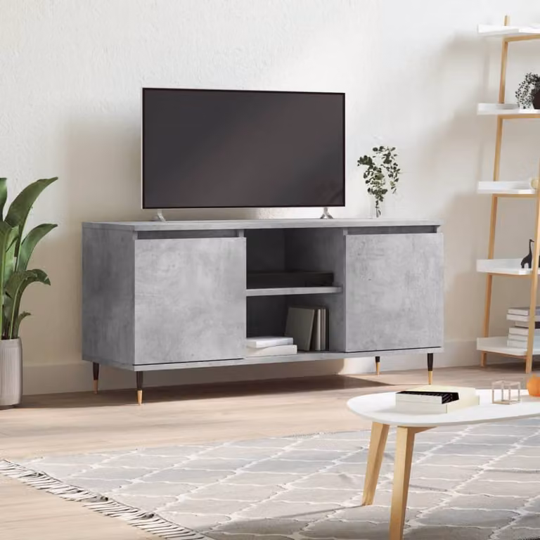 vidaXL Mobile Porta TV Moderno Grigio Cemento in Legno e Metallo L: 104 cm, P: 35 cm, H: 50 cm