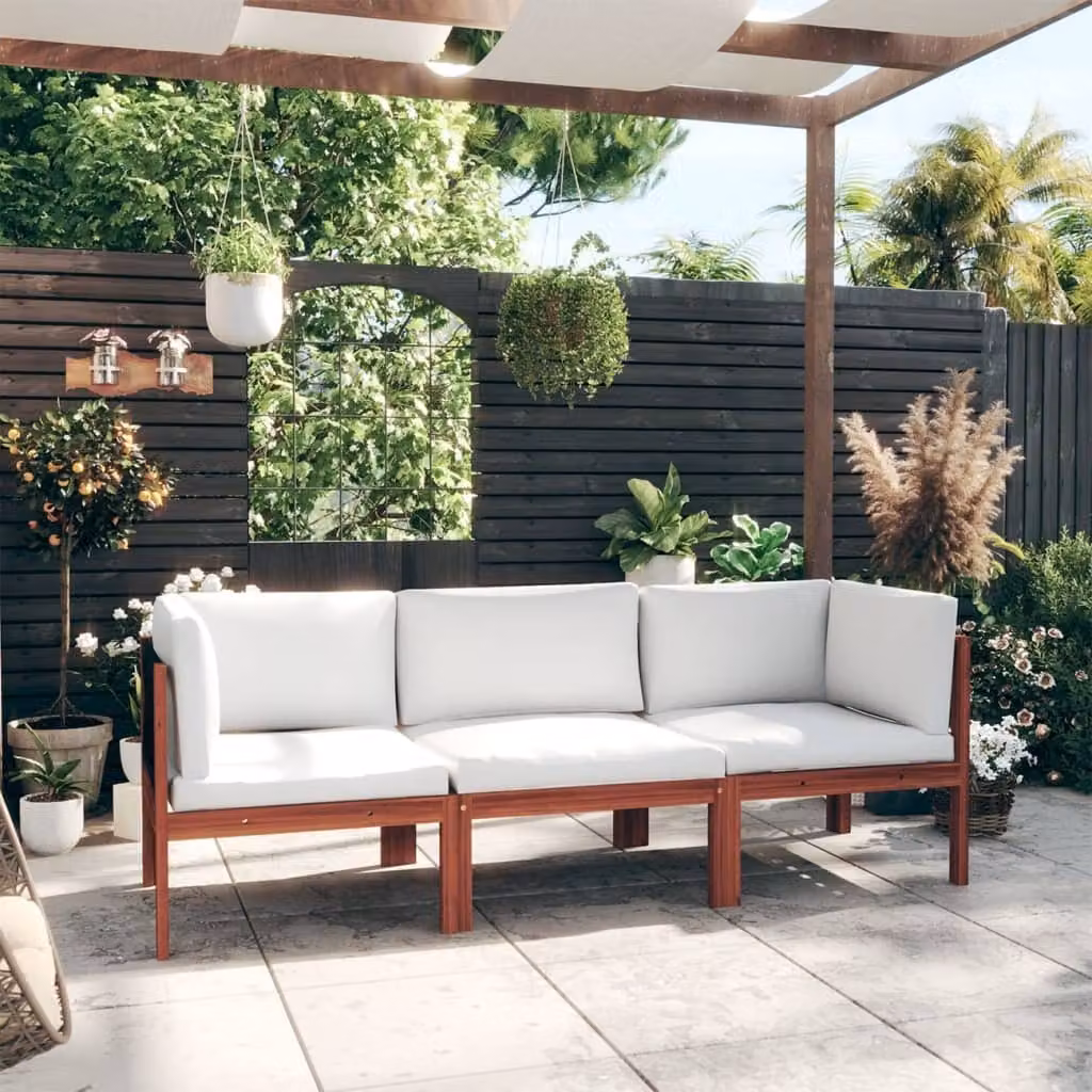 Maison Exclusive - Divano da giardino a tre posti con cuscini, in legno di acacia e corda