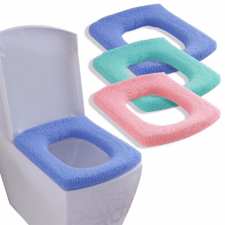 Coprisedili per WC, morbidi, elasticizzati, confezione da 3 pezzi, colorati, lavabili, per il bagno