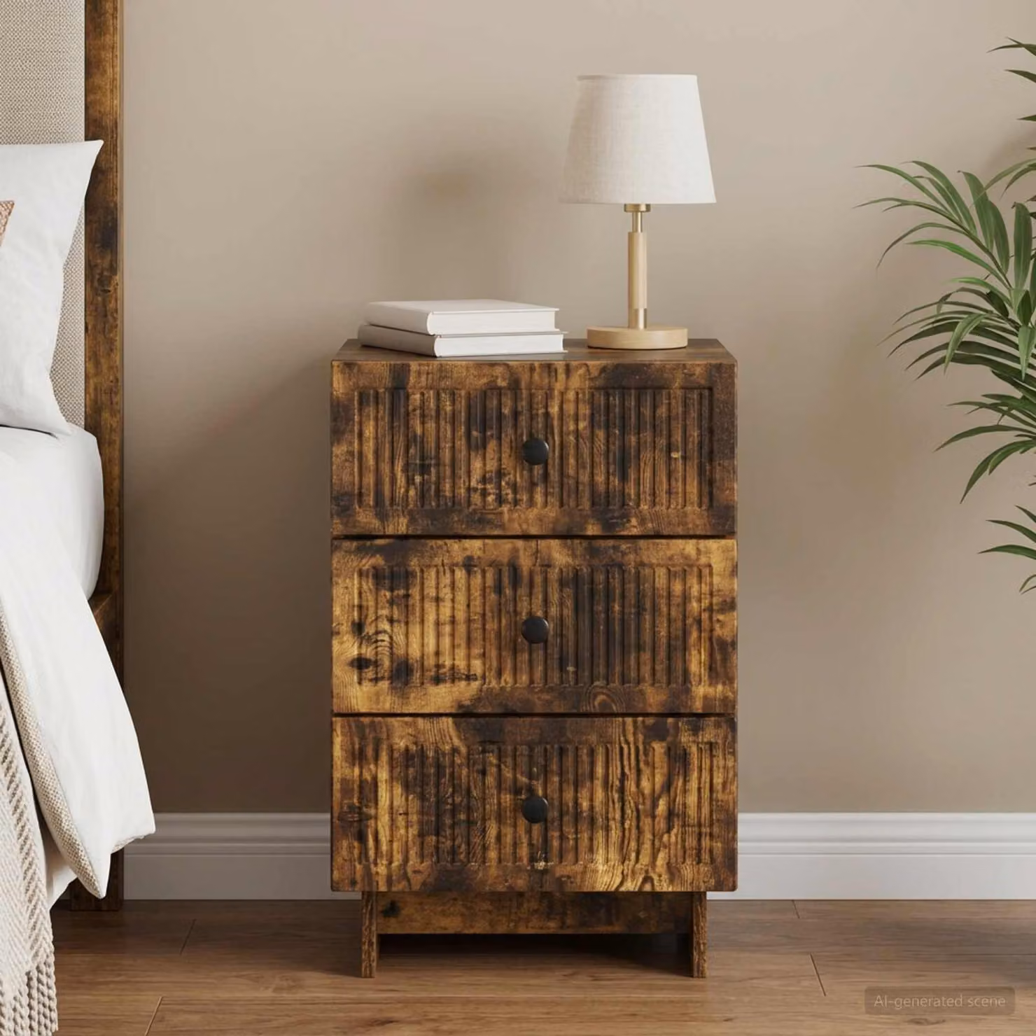 Armadio da Notte con Cassetto vidaXL in Rovere Fumo, Design Moderno, L 43 cm x P 41 cm x H 66,5 cm