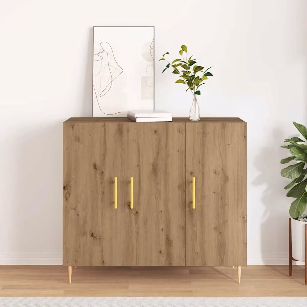 Credenza moderna vidaXL in legno color marrone L: 90 cm, P: 34 cm, H: 80 cm