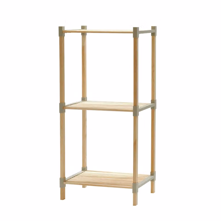 Vestiamo Casa Scaffale Multiuso FixWood in Legno di Pino Beige con 3 Ripiani H 80 x L 38 x P 32 cm