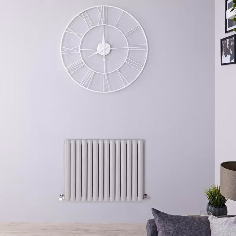 Radiatore di Design Orizzontale Doppio Grigio Chiaro - 635 x 826mm - 1030W - Revive