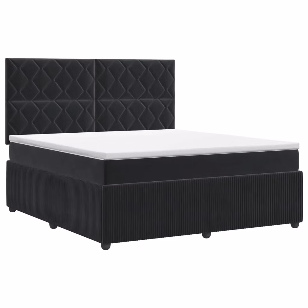 Letto box spring con materasso vidaXL in velluto nero L/P: 160 x 200 cm – 2