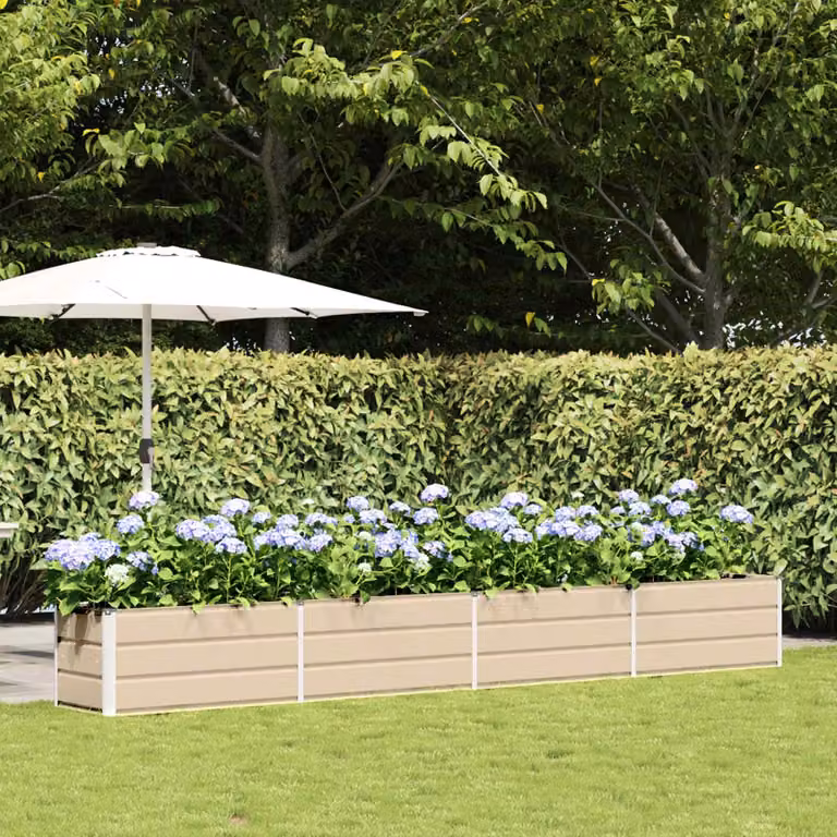 Fioriera vidaXL in acciaio zincato colore bianco/beige L: 385 cm, P: 50 cm, H: 45 cm