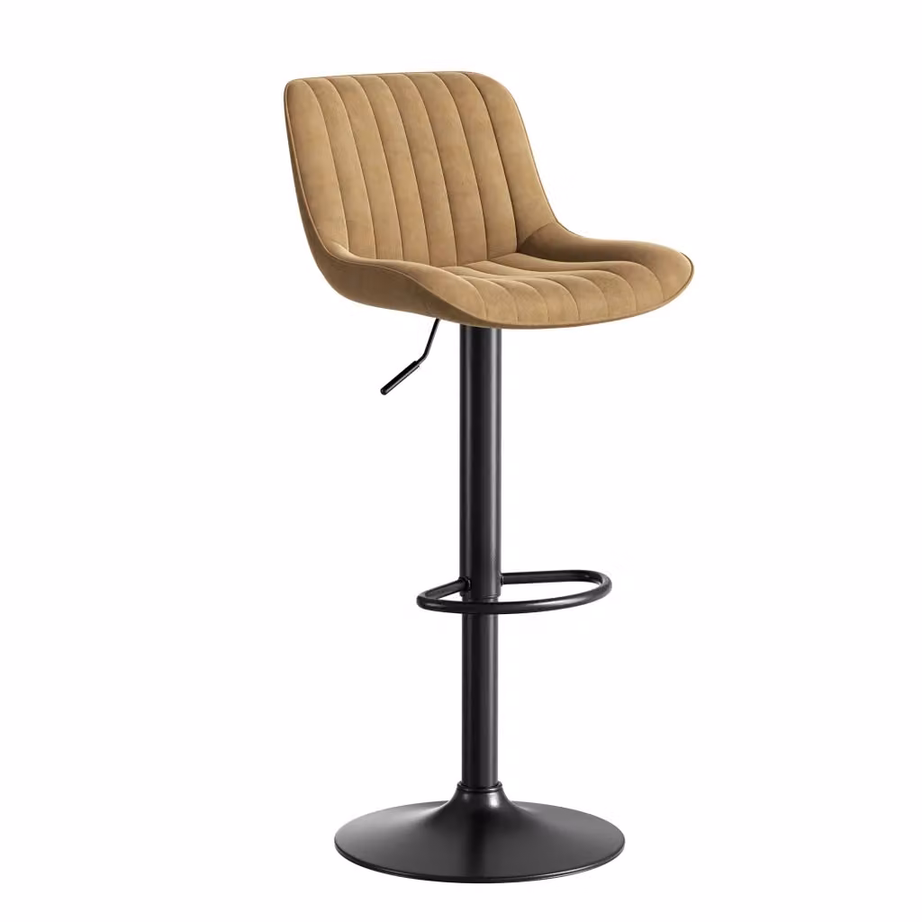 Set di 4 sgabelli da bar girevoli Zephmum con imbottitura in velluto marrone e altezza regolabile – 2