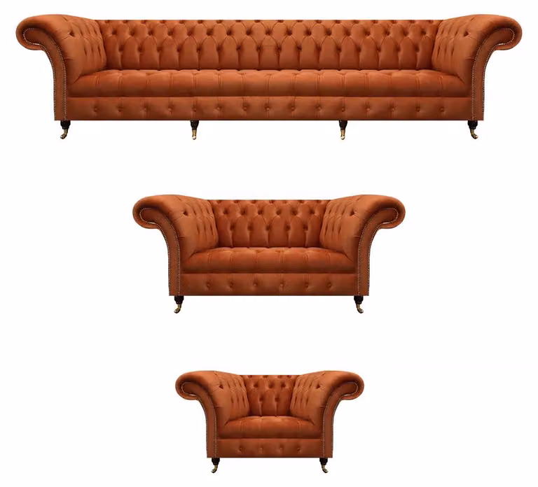 Braune Chesterfield Polstergarnitur Designer Komplette Couchen 3tlg Set