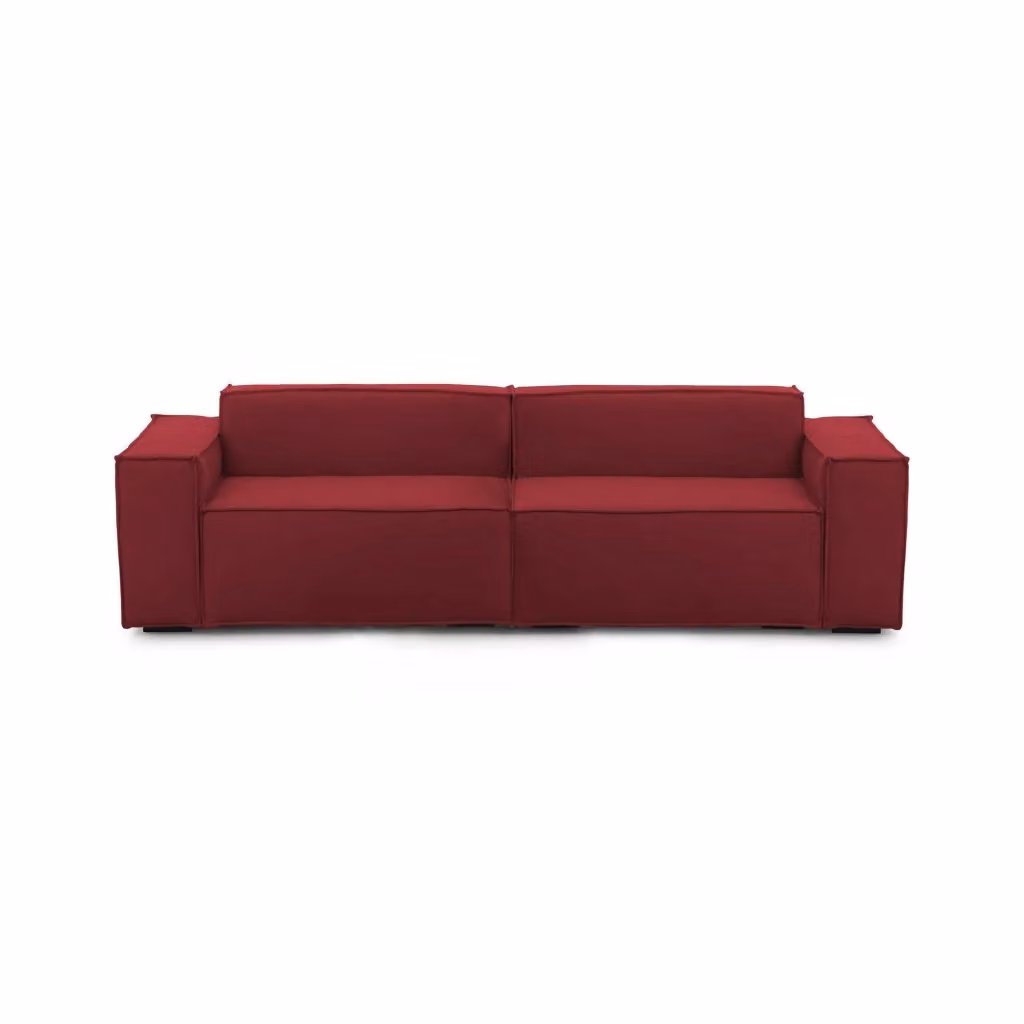 Divano componibile Argo TALAMO ITALIA, Sofà moderno a 3 posti in tessuto rosso con funzione letto, L: 260 cm, P: 95 cm, H: 70 cm – 2