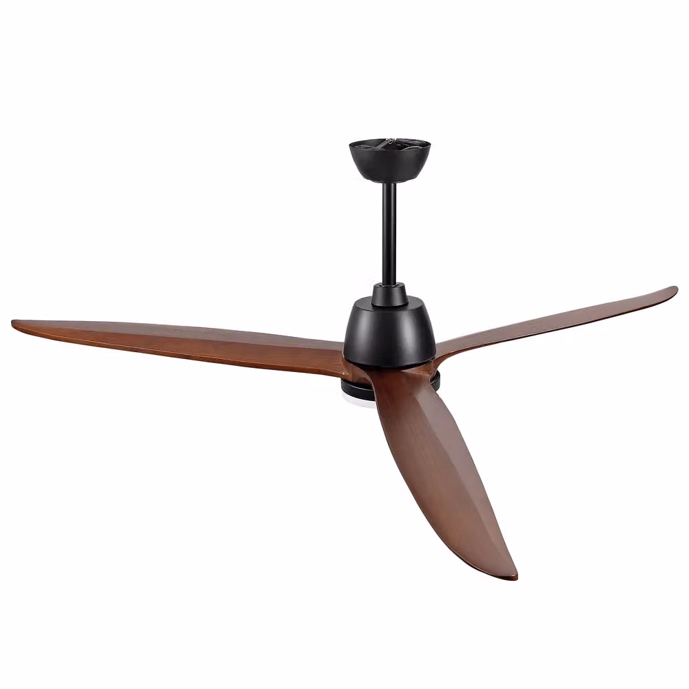 Ventilatore a soffitto Minimal nero e legno con pale in legno massello, motore DC reversibile, luce LED dimmerabile a 3 tonalità e telecomando – 2