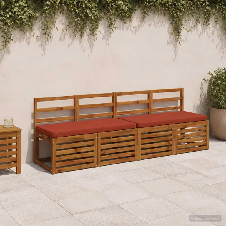 Set di 2 cuscini per panchina vidaXL VUGHT in poliestere rosso con rivestimento rimovibile e resistente ai raggi UV