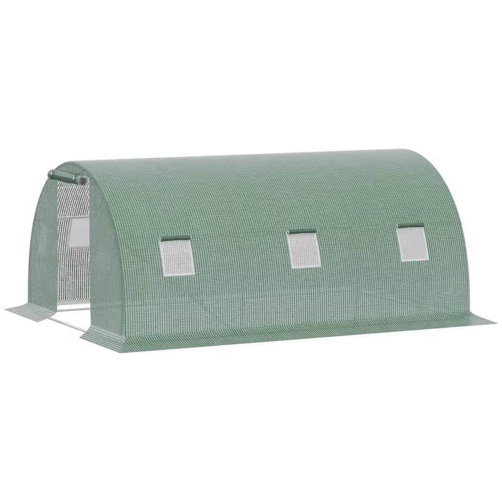 Serra Tunnel da Giardino XYLO Verde con 6 Finestre, Porta Zippata e Telaio in Acciaio Galvanizzato, L/P/H: 4,5 x 3 x 2 m – 2