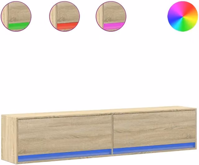 Mobile TV a Parete | Armadietto TV | Mobile Porta TV con LED Rovere Sonoma 180x31x38 cm
