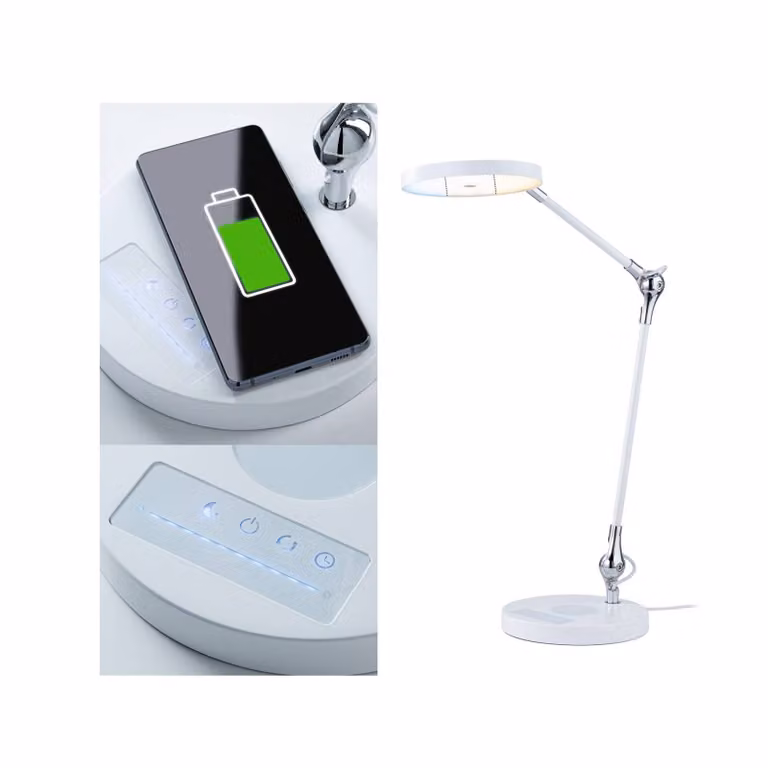 Paulmann Lampada da scrivania a LED Numis, dimmerabile, Bianco / Opale, Studio / Ufficio, Alluminio, Moderno, Lampada da tavolo LED