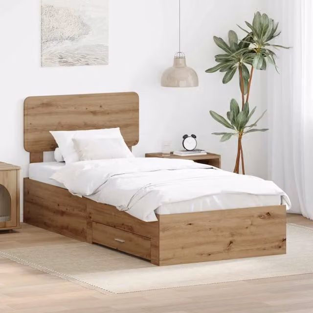 Struttura del letto con cassetto Rovere artigianale 90 x 190 cm 3412435
