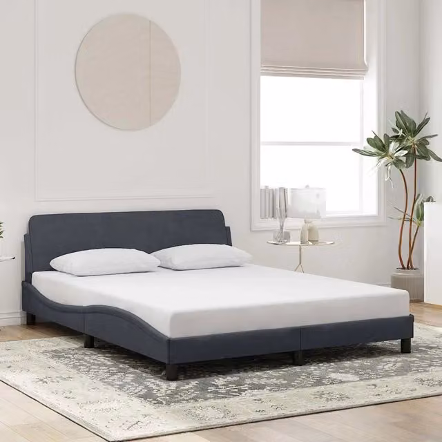 Letto moderno vidaXL in velluto grigio con struttura in legno e metallo L: 157 cm, P: 74,5 cm, H: 218 cm