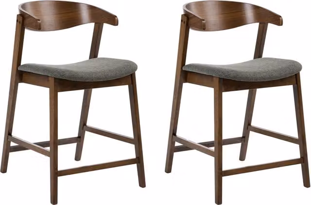 Set di 2 sedie da bar in tessuto di poliestere verde scuro con gambe in legno di gomma stile retrò tradizionale