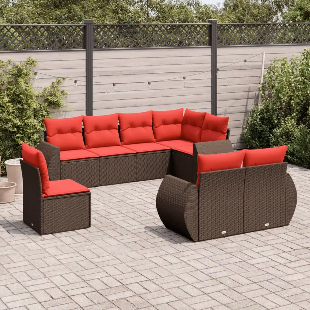 Maison Exclusive - Set di 8 pezzi per giardino con cuscini, marrone, polyrattan