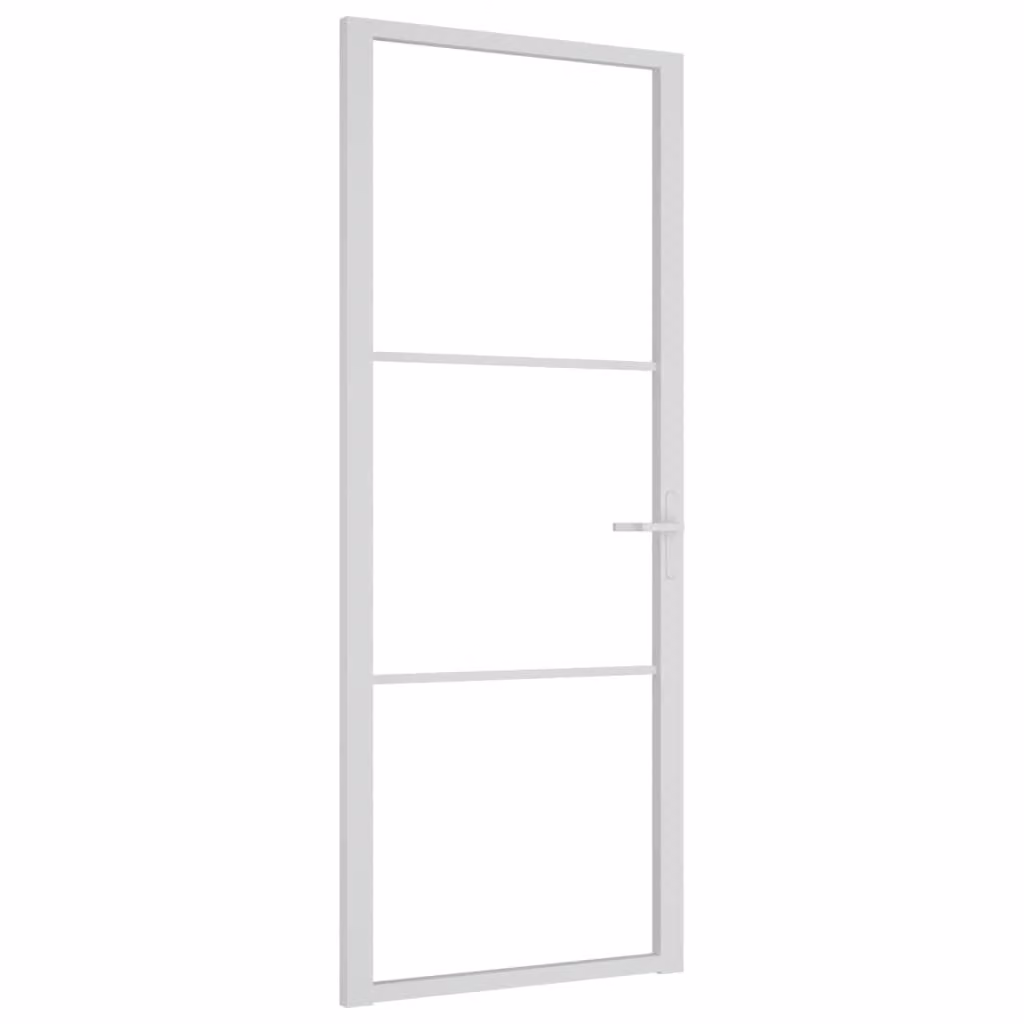 Porta Interna 83x201,5 cm Bianca in Vetro ESG e Alluminio