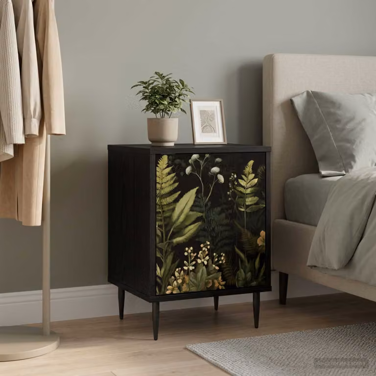 Armadio da Notte vidaXL RHENEN Rovere Nero L: 36 cm, P: 33 cm, H: 51 cm