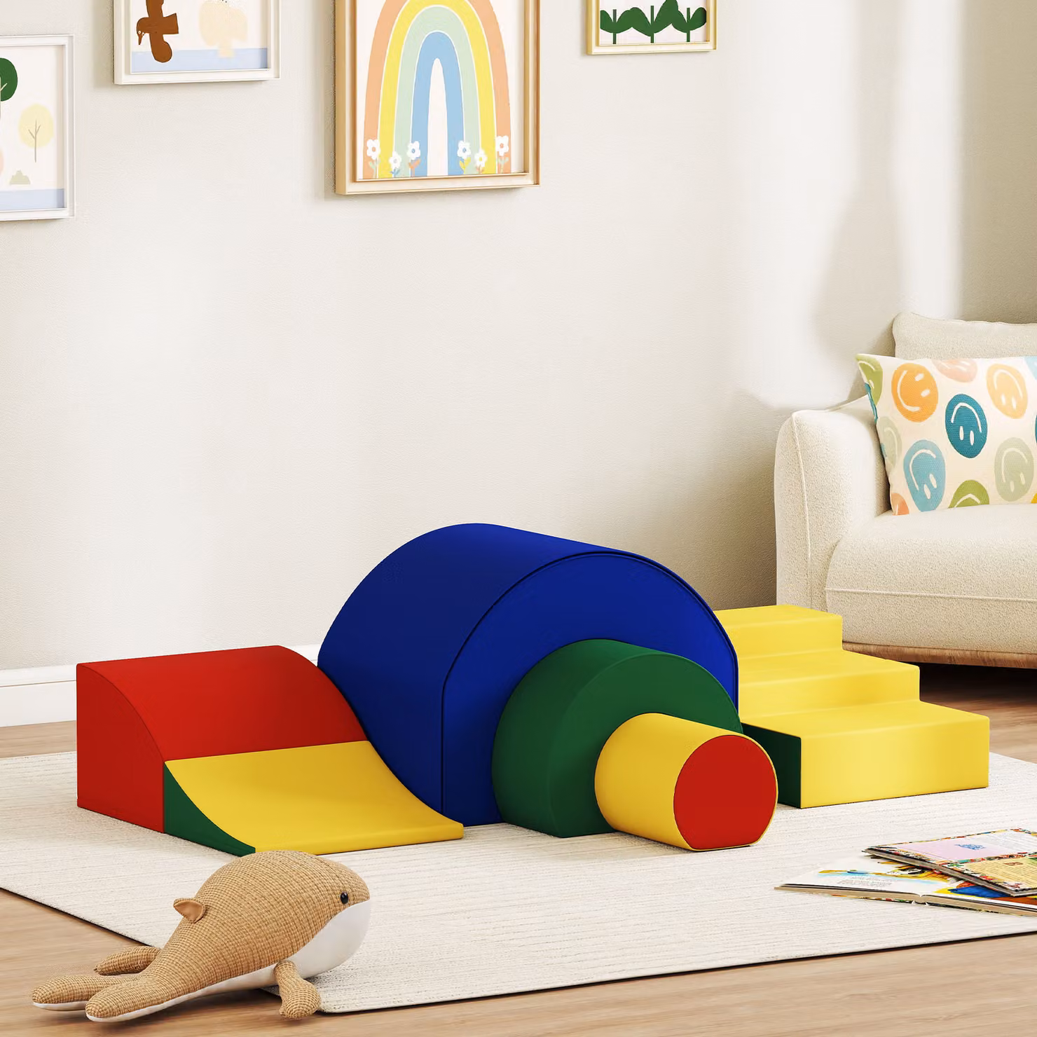 AIYAPLAY Set di 5 Blocchi di Costruzioni Morbidi in Schiuma per Bambini, Multicolore, L: 181 cm, P: 39 cm, H: 29 cm – 2