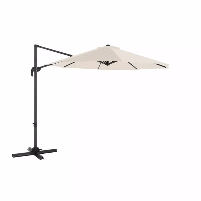 In And OutdoorMatch ombrellone a sbalzo Jada - ombrellone - 360 girevole - ombrellone da giardino - 300 cm - protezione UV fino a UPF 50+ - angolo di inclinazione regolabile - ombrellone da giardino - con manovella e supporto - bianco