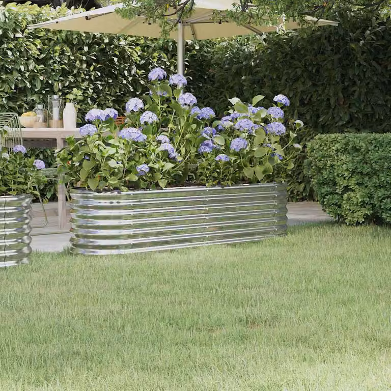 Letto rialzato da giardino vidaXL in acciaio zincato argento L: 152 cm, P: 40 cm, H: 36 cm