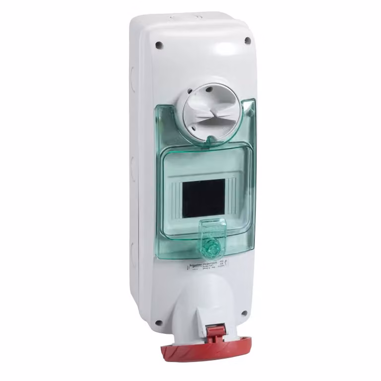 Presa a muro Schneider Electric con blocco di sicurezza, 63 A, 3p+N+E, 380-415 V CA, IP65 PKB63Q535