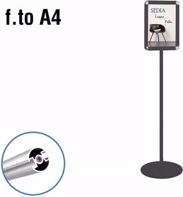Porta Comunicazioni Bifacciale da Tavolo Top Eventi Store con Cornice A4 in Alluminio Nero e Argento – 1