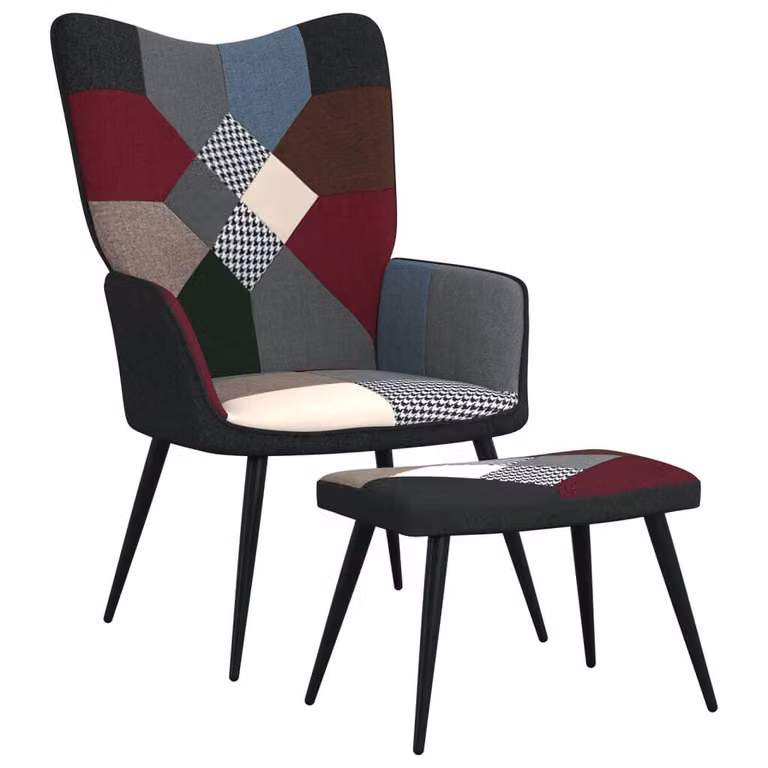 The Living Store Poltrona relax con poggiapiedi Tessuto patchwork
