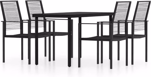 Set da Pranzo da Giardino 5 pz | Set Salotto da Giardino Nero
